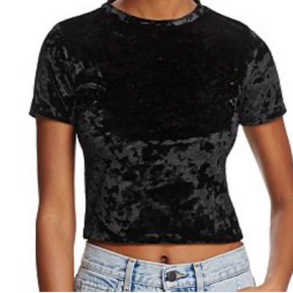 Alice + Olivia Cropped Velvet Short-Sleeve Top NWT